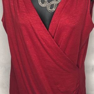 RIVAMONTI - Red -linen blend knit sleeveless top.